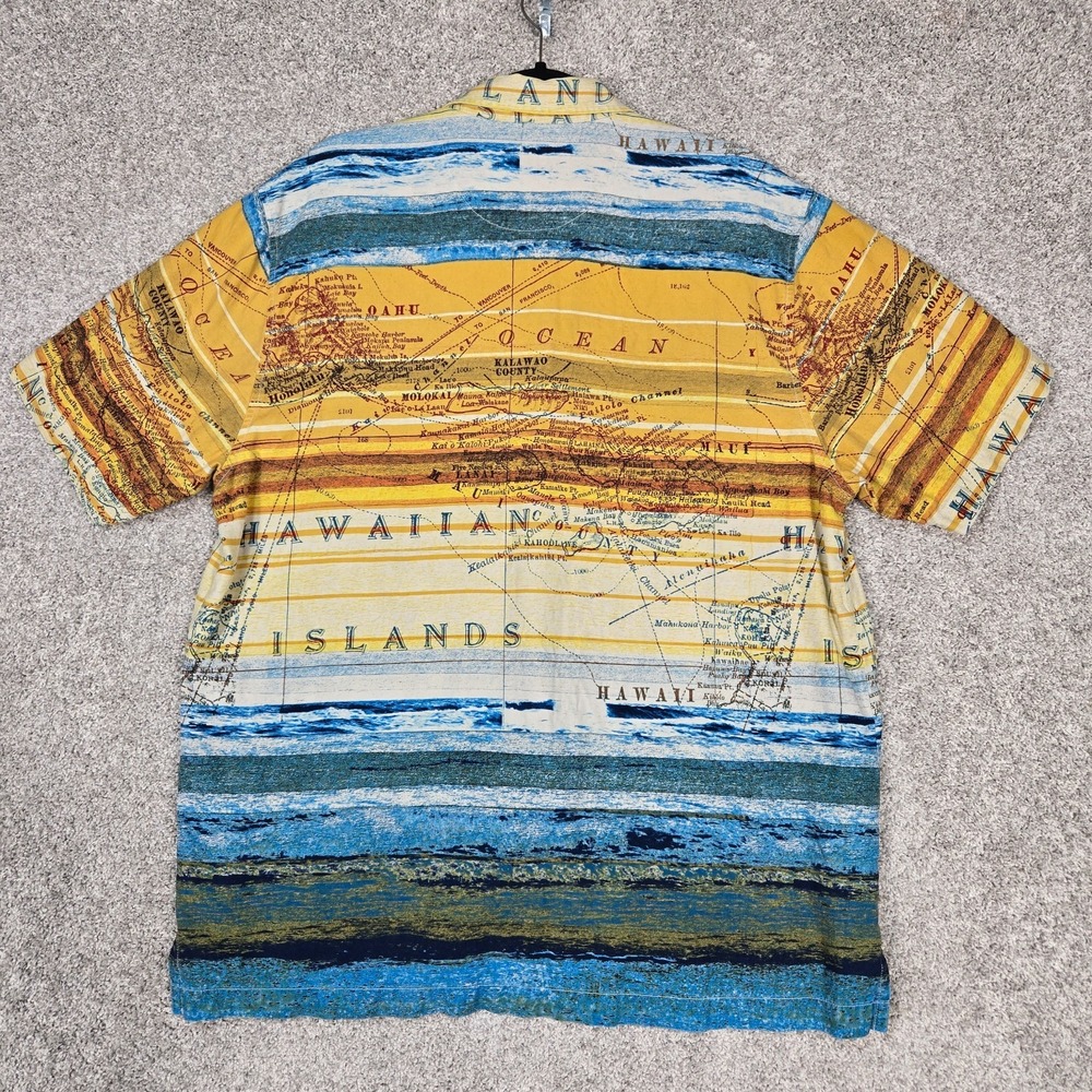 Tommy Bahama Silk Hawaiian Islands coordinates graphic silk Shirt Mens large - Picture 2 of 8
